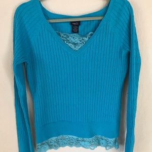 Bright blue ribbed sweater